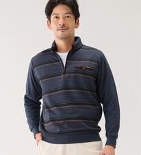 「＜ニコル　モリソン＞暖か衿デザイントレーナー　ボーダー（メンズトレーナー）」