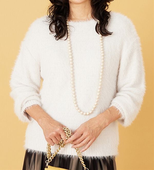 BELLUNA（ベルーナ）の「ふわふわシャギープルオーバー（ニット・セーター）」｜アイボリー