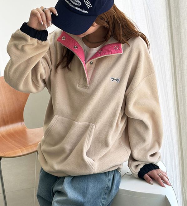 GeeRA（ジーラ）の「【ＰＥＮＮＥＹＳ】配色フリースプルオーバー（トレーナー・スウェット）」｜ベージュ