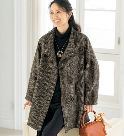 ルフラン（ルフラン）の「ウール調ヘリンボーン柄コート（ロングコート）」