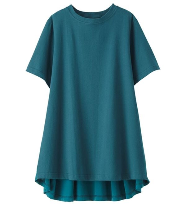 BELLUNA（ベルーナ）の「【汗ジミ対策】＜エアリーアイスコットン＞バック切替フレアーＴシャツ（Tシャツ）」｜詳細画像
