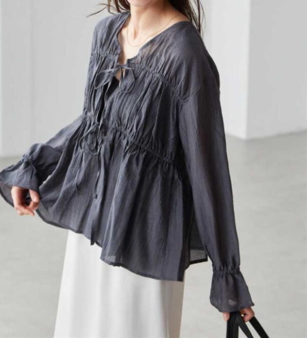 RANAN（ラナン）の「リボンドロストブラウス（ブラウス）」｜詳細画像