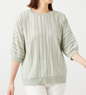 BELLUNA（ベルーナ）の「レース切替ドルマンプルオーバー（カットソー）」｜ライトグリーン