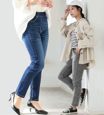 A HAPPY MARILYN（アハッピーマリリン）の「【Ｍ～８Ｌ】【選べる丈】魔法の美ライン ストレッチ スキニー デニムパンツ（スリム・スキニーパンツ）」