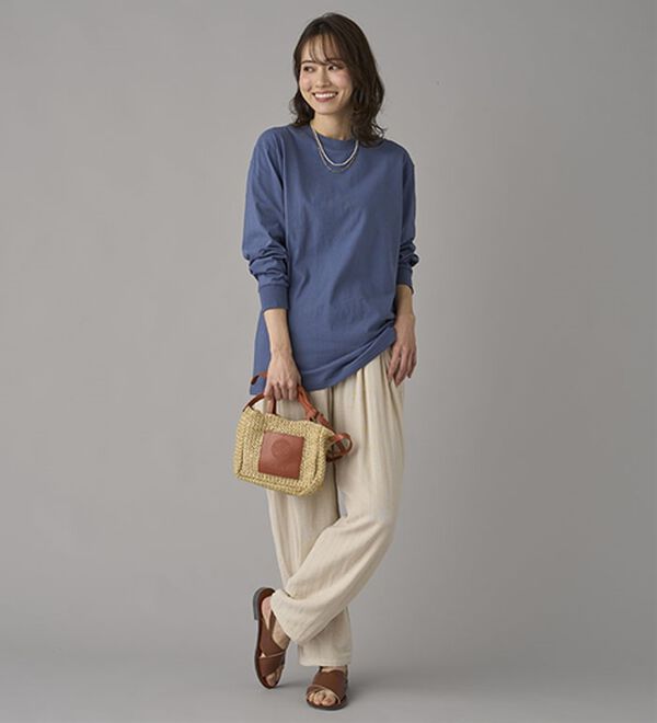 BELLUNA（ベルーナ）の「強撚綿１００％長袖プルオーバー（カットソー）」｜詳細画像