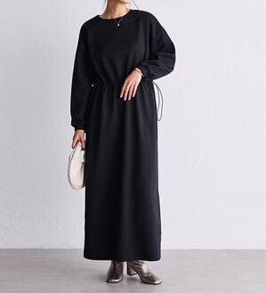 RANAN（ラナン）の「裏起毛！アンチピリング！ドロストワンピース（その他ワンピース）」｜ブラック（ロング丈）