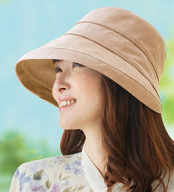 「年中かぶれるＵＶデニム調帽子（帽子）」｜ベージュ