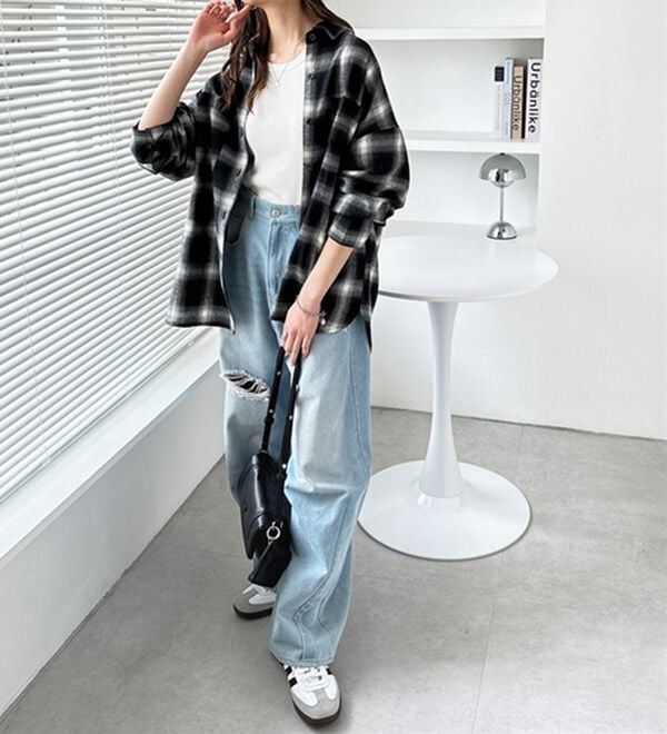 GeeRA（ジーラ）の「チェックロングシャツ（シャツ）」｜詳細画像