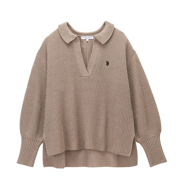 GeeRA（ジーラ）の「【ＵＳ．ＰＯＬＯ　ＡＳＳＮ】ポロデザインニット（ニット・セーター）」｜詳細画像