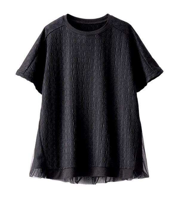 BELLUNA（ベルーナ）の「ジャカード素材チュール重ねプルオーバー（カットソー）」｜詳細画像