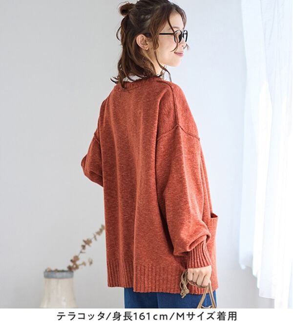 Viola e Viola（ヴィオラ エ ヴィオラ）の「洗えるもちもち　ミドル丈ニットカーデ（ニットカーディガン）」｜詳細画像