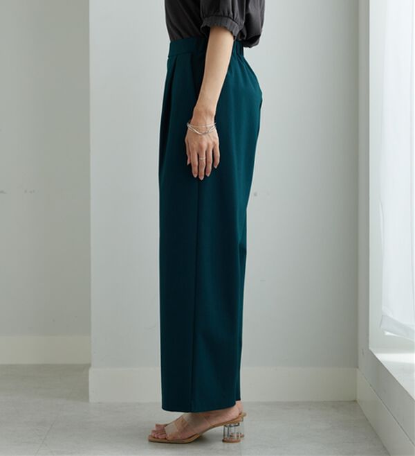 BELLUNA（ベルーナ）の「ポンチ素材タック使いワイドパンツ（ワイドパンツ・ガウチョ）」｜詳細画像