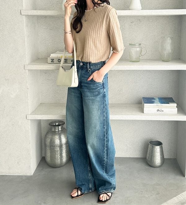 GeeRA（ジーラ）の「配色メロー５分袖表面感カットソー（カットソー）」｜詳細画像