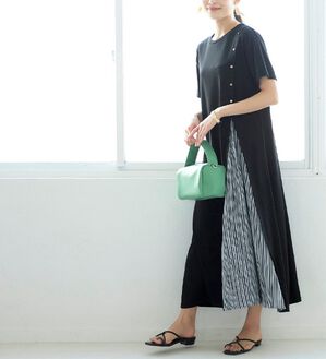 GeeRA（ジーラ）の「ボタン付スリットプリーツ切替ワンピース（カットソーワンピース）」｜詳細画像