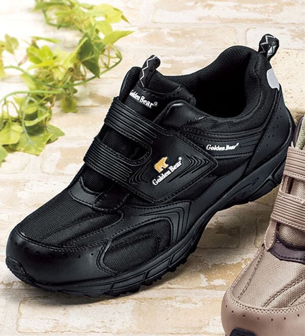 「＜ゴールデンベア＞脱ぎ履き簡単デイリースニーカー（メンズスニーカー）」｜ブラック