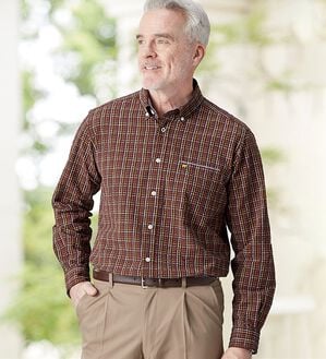 「＜ゴールデンベア＞袖丈選べる綿１００％サッカーシャツ（メンズシャツ）」｜詳細画像