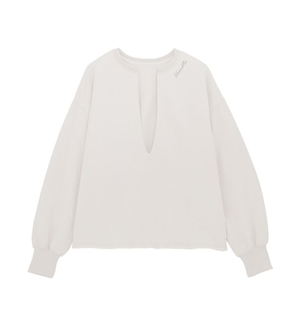 RANAN（ラナン）の「裏起毛Ｖネックロゴ刺しゅうスウェット（トレーナー・スウェット）」｜詳細画像