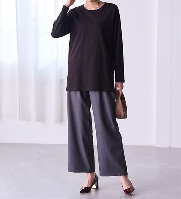 RANAN（ラナン）の「＜ＢＣ＞綿１００％&times;吸湿発熱！あったか裾スリットロングプルオーバー（カットソー）」｜詳細画像