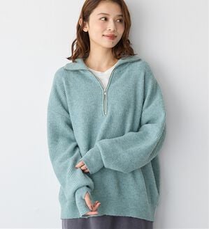 洗えるもちもち ハーフジップニット - ベルーナ【公式】