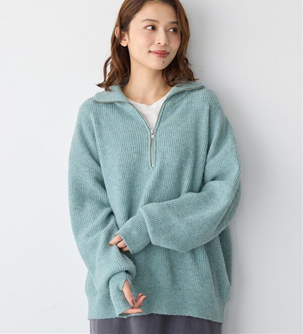 洗えるもちもち ハーフジップニット - ベルーナ【公式】