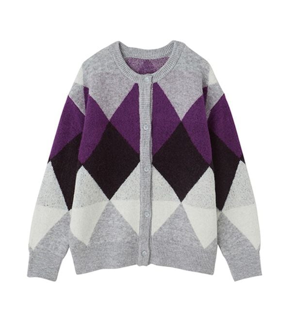 GeeRA（ジーラ）の「アーガイルシャギーニットカーディガン（ニットカーディガン）」｜詳細画像