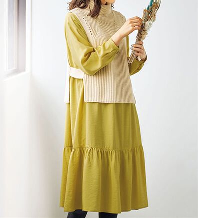 BELLUNA（ベルーナ）の「ベストとセットになったティアードワンピース（その他ワンピース）」