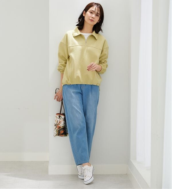 BELLUNA（ベルーナ）の「異素材使いハーフジッププルオーバー（カットソー）」｜詳細画像