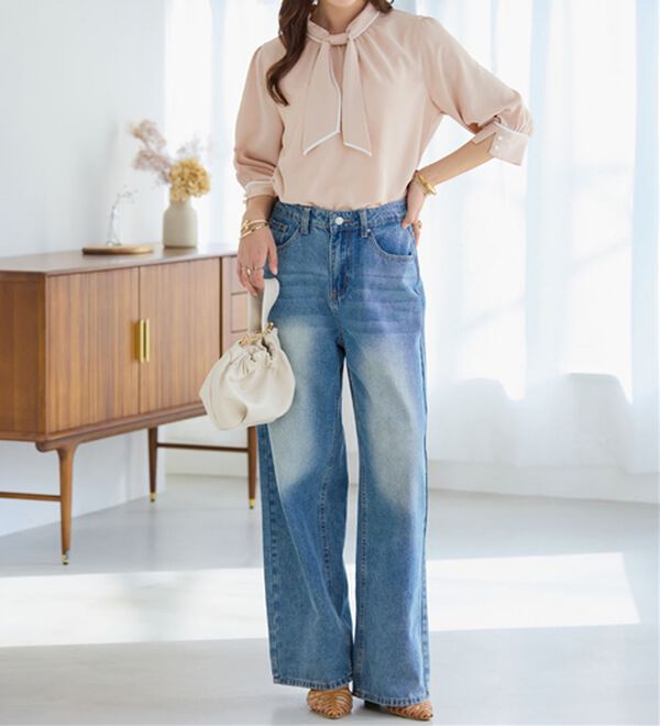 alotta（アロッタ）の「袖口パール6分袖ブラウス（ブラウス）」｜詳細画像