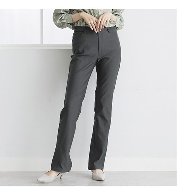 BELLUNA（ベルーナ）の「【選べる裏起毛】静電気防止！ブーツカットヘリンボーンパンツ（フルレングスパンツ）」｜詳細画像