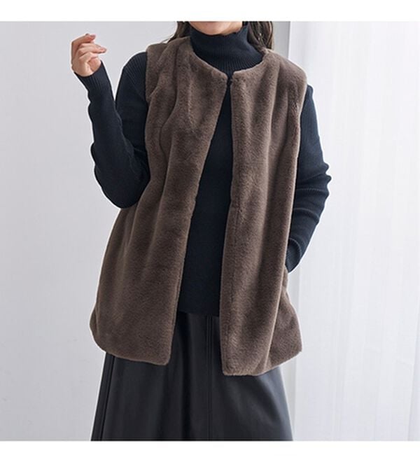 BELLUNA（ベルーナ）の「＜＆ｃｏｃｏｃｈｉ＞ハピネスコットン100％&times;吸湿発熱リブタートルニット（ニット・セーター）」｜詳細画像