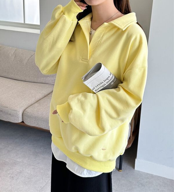 RANAN（ラナン）の「あったか裏起毛衿付きオーバーサイズスウェット（トレーナー・スウェット）」｜詳細画像