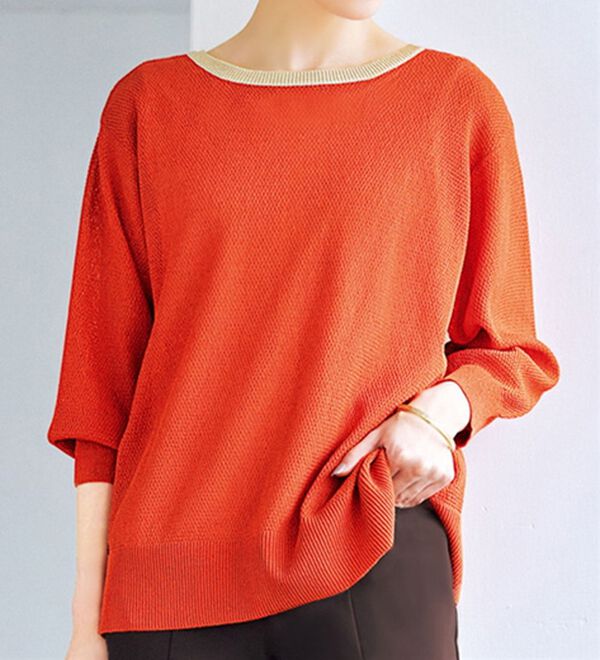 VINNO（ヴィノ）の「前後２ＷＡＹニットカーディガン（ニットカーディガン）」｜オレンジ