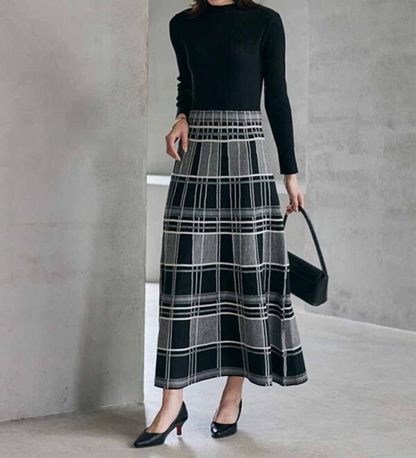 RANAN（ラナン）の「チェックジャカードニットワンピース（ニットワンピース）」｜詳細画像