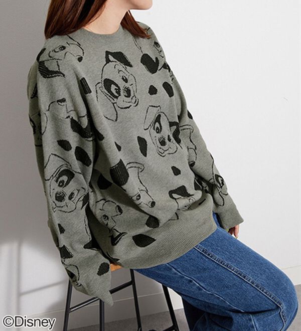BELLUNA（ベルーナ）の「＜Ｄｉｓｎｅｙ＞【１０１匹ワンちゃん】総柄ジャカードゆったりセーター（ニット・セーター）」｜詳細画像