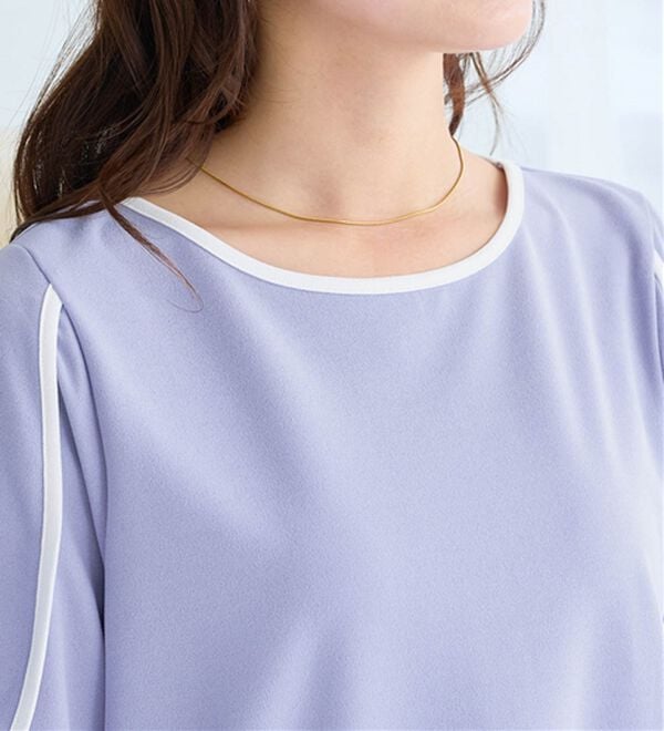 alotta（アロッタ）の「【４つの機能付】ひんやり配色デザインチューリップ袖Ｔシャツブラウス（ブラウス）」｜詳細画像