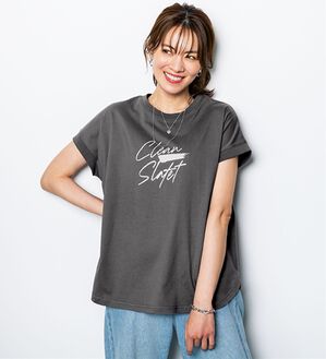 BELLUNA（ベルーナ）の「ひんやリッチコットン大人のゆったりドルマンＴシャツ（カットソー）」｜チャコール
