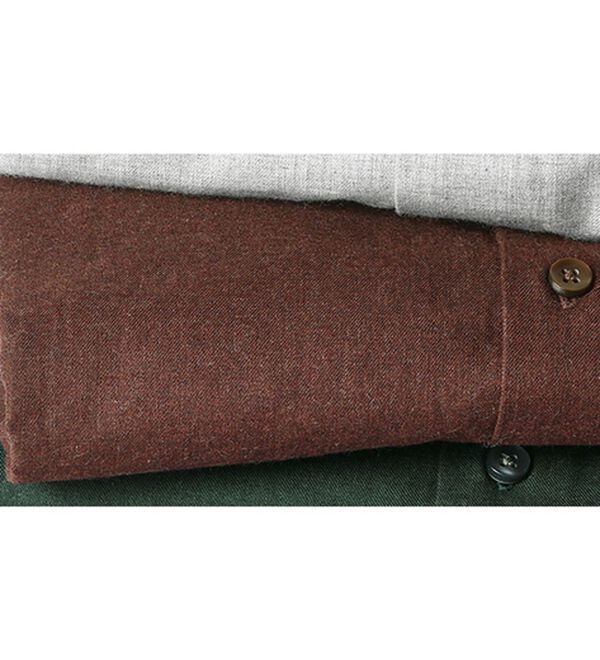 「綿１００％上質トップ杢ドレスシャツ（メンズシャツ）」｜ブラウン