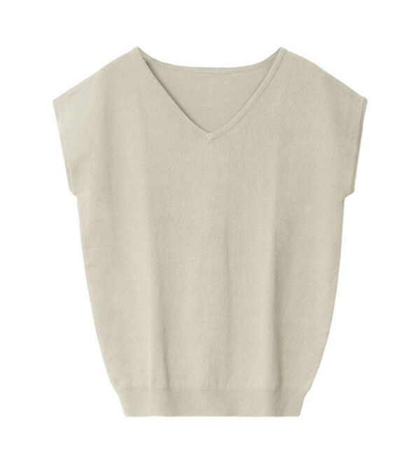 Pierrot（ピエロ）の「【選べる２ネック】シルクタッチフレンチスリーブニット（ニット・セーター）」｜詳細画像