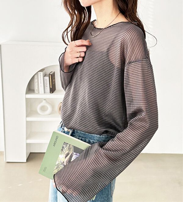 GeeRA（ジーラ）の「シアーボーダーカットソートップス（カットソー）」｜詳細画像