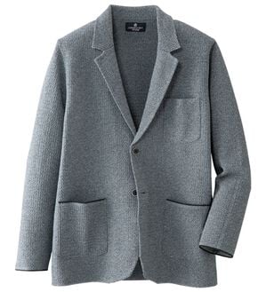 「＜コムルヴァン・オム＞ワッフル編みテーラードカーディガン（メンズカーディガン）」｜グレー