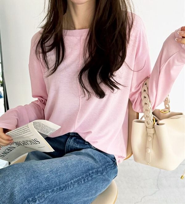 GeeRA（ジーラ）の「着回し自在！スラブシアートップス（カットソー）」｜ピンク