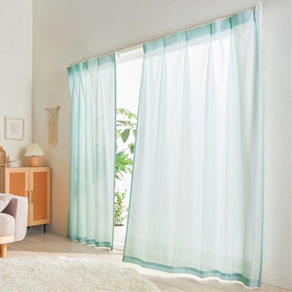 iellio（イエリオ）の「断熱保温ＵＶカット採光レースカーテン２枚組＜夜も見えにくい・透けにくい・ミラーレース・省エネ節電＞（レースカーテン）」｜ペールブルー