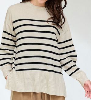 RANAN（ラナン）の「ワイドリブ使いカラーニットチュニック（ニット・セーター）」｜詳細画像