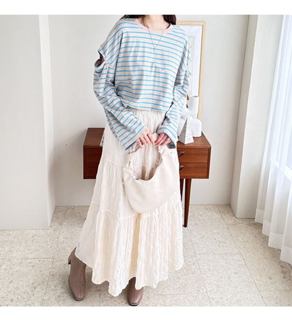 GeeRA（ジーラ）の「袖スリットボーダーカットソー（カットソー）」｜詳細画像