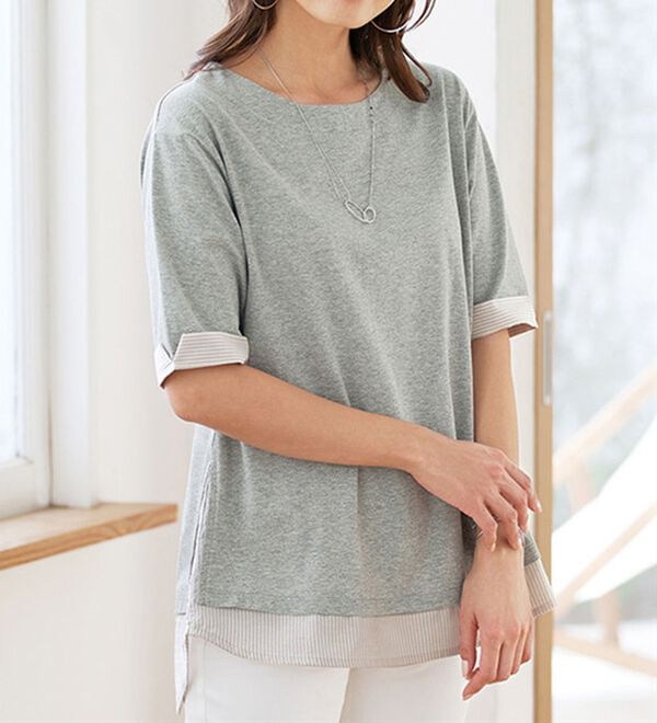 BELLUNA（ベルーナ）の「抗菌防臭汗じみ対策重ね着風プルオーバー（カットソー）」｜詳細画像