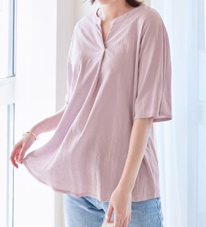 alotta（アロッタ）の「【接触冷感】スキッパータック袖ブラウスカットソー（カットソー）」｜詳細画像