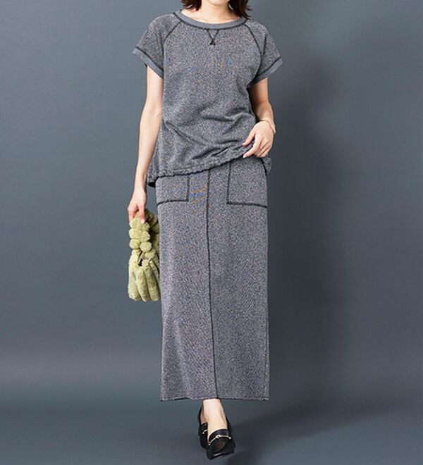 BELLUNA（ベルーナ）の「ラメ入り裏毛素材スカート（ロングスカート）」｜詳細画像