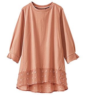 BELLUNA（ベルーナ）の「裾シアードット切替プルオーバー（カットソー）」｜ピンク