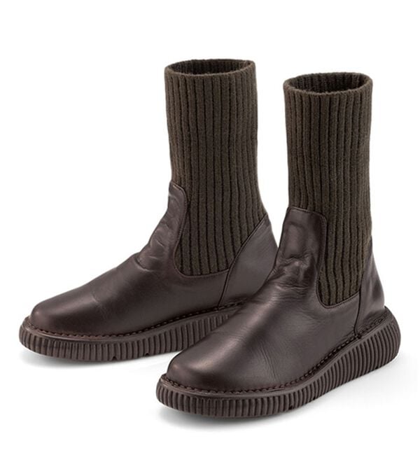 ルフラン（ルフラン）の「ＪＳハートレーベル　ニット使い２ｗａｙレザーブーツ（ブーツ）」｜詳細画像