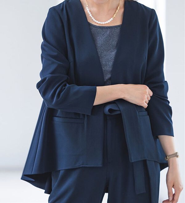 2点セット＞洗える！フレアーシルエットジャケットセットアップ